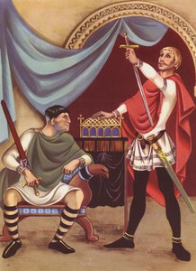 Harold legt een eed af terwijl hij de gevangene van Willem is door Anne & Johnstone Janet (1928 79) Johnstone