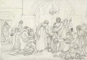 Rustiek Interieur in de Oudheid door Anne Louis Girodet de Roucy Trioson