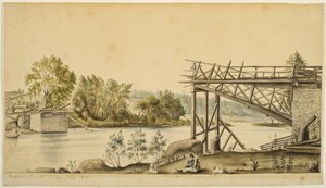 Onvolledige Brug, Palatine, New York, 1808 door Anne Marguerite Hyde de Neuville