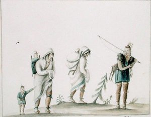 Indiaanse familie, c.1807 door Anne Marguerite Hyde de Neuville