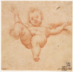 Vliegende Cupido, ca. 1602 door Annibale Carracci