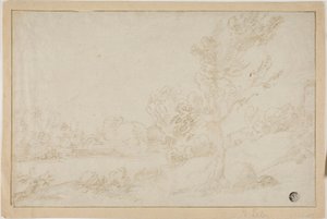 Landschap met Rivieroever door Annibale Carracci