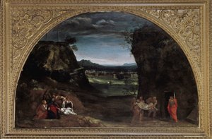Landschap met kruisafneming door Annibale Carracci