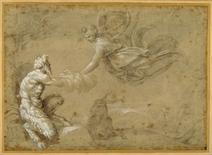Pan presenteert de wol aan Diana