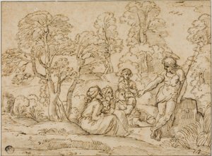 Johannes de Doper Preken door Annibale Carracci