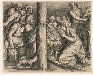 De aanbidding der herders door Annibale Carracci
