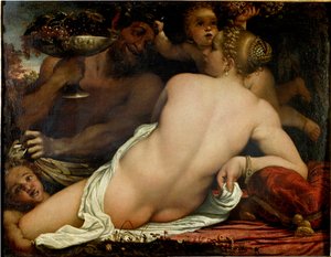 De bacchante, Venus, satyr en twee cupido