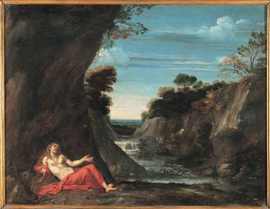 Landschap met de boetvaardige Magdalena door Annibale Carraccis School