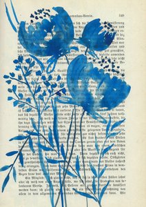 Blauwe aquarelplanten