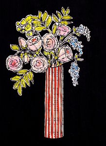 Kleurrijke bloemenvaas door Annick