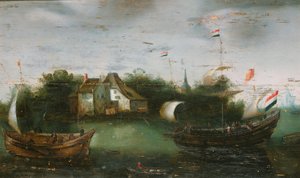 Een Schip dat op een Binnenwater Vaart