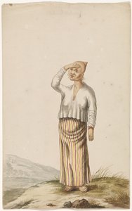 Albinovrouw met hand voor de ogen door Anonymous