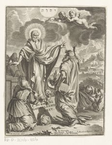 Allegorische voorstelling met Christus, Mozes en geknielde figuur door Anonymous