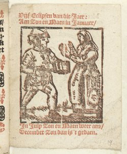 Bladzijde met staande figuren van een kramer en een vrouw, 1712 door Anonymous