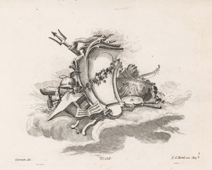 Cartouche met godenattributen