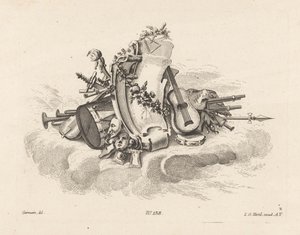 Cartouche met muziekinstrumenten