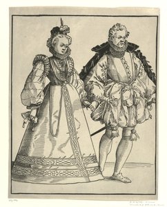 Dansende edelman en vrouw in Duitse hofkleding door Anonymous