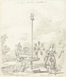 De Vernietiging van de Oude Constitutie, decoratie op de Botermarkt, 1795 door Anonymous
