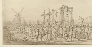 De doodskist van Ledenberg wordt aan de galg gehangen, 1619 door Anonymous