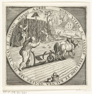 De maand maart, ploegen, ca. 1600 door Anonymous