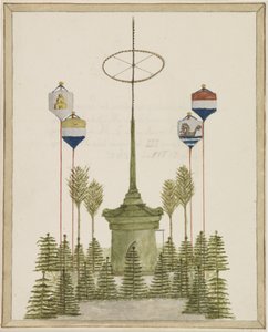 Decoratie rondom de Pomp op de groote markt te Middelburg, bij de komst van Z.M. de Koning Willem III binnen die Stad, op den 21 Mei 1862 door Anonymous