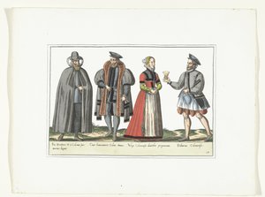 Drie mannen en een vrouw gekleed volgens de Duitse mode, ca. 1580