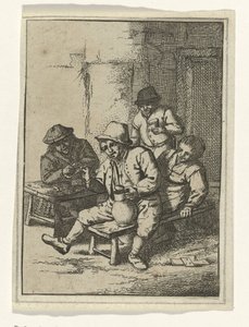Drinkend gezelschap aan tafel