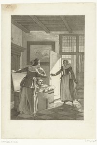 Elsje van Houweningen betrapt Hugo de Groot in de boekenkist, 1621 door Anonymous