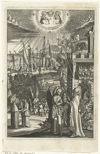 Embleem met de mens die zich in alles bewust is van de alomtegenwoordigheid van God door Anonymous