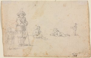 Vijf figuurstudies (verso)