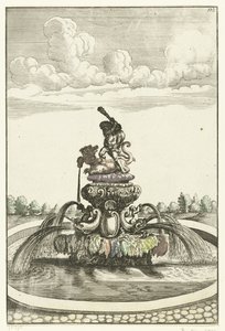 Fontein met Hercules en Ladon door Anonymous