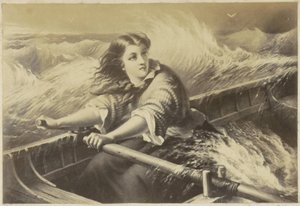 Roeiende vrouw in een storm (fotoreproductie) door Anonymous