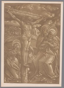 Fotoreproductie van de clair-obscur houtsnede Christus aan het kruis door Hans Baldung Grien door Anonymous
