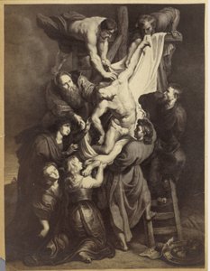 Fotoreproductie van een prent naar het schilderij Kruisafneming door Peter Paul Rubens