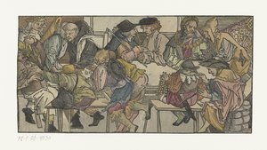 Gezelschap rond een tafel door Anonymous