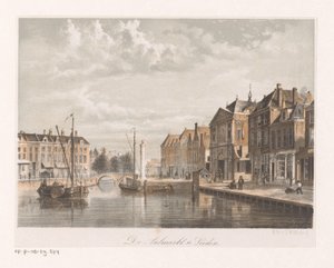 Gezicht op de Aalmarkt in Leiden door Anonymous