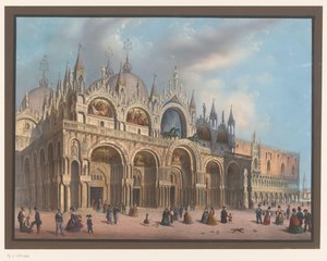 Gezicht op de Basiliek van San Marco te Venetië