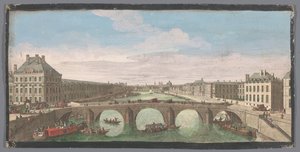 Gezicht op de Pont Royal over de rivier de Seine te Parijs, gezien richting de Pont Neuf door Anonymous