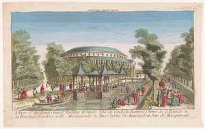 Gezicht op de Rotunda en het Chinese paviljoen op het kanaal in Ranelagh Gardens te Londen met een gemaskerd bal door Anonymous
