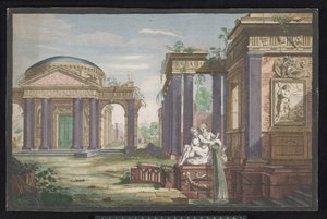 Gezicht op een Korinthische tempel door Anonymous