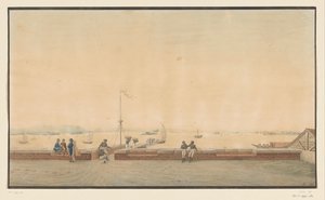 Gezicht op een baai vanaf een havenhoofd