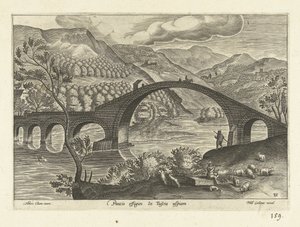 Gezicht op een brug in Toscane