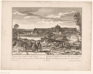 Gezicht op het Paleis van Versailles en een deel van de stad door Anonymous