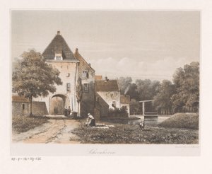 Gezicht op stadspoort van Schoonhoven door Anonymous