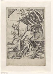 Heilige Hieronymus in de wildernis door Anonymous