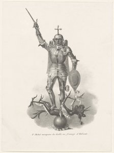 Heilige Michaël overwint de duivel met de Hollandse kaas, 1830 door Anonymous