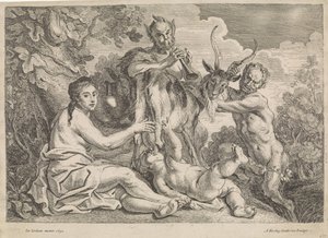 Het kind Jupiter wordt gevoed door de geit Amalthea door Anonymous