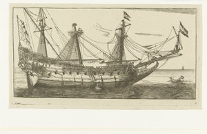 Het schip De Salamander (Zeegezichten en afbeeldingen van schepen)