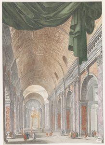 Interieur van de Sint-Pietersbasiliek in Rome door Anonymous