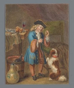 Jongen spelend met zijn hond